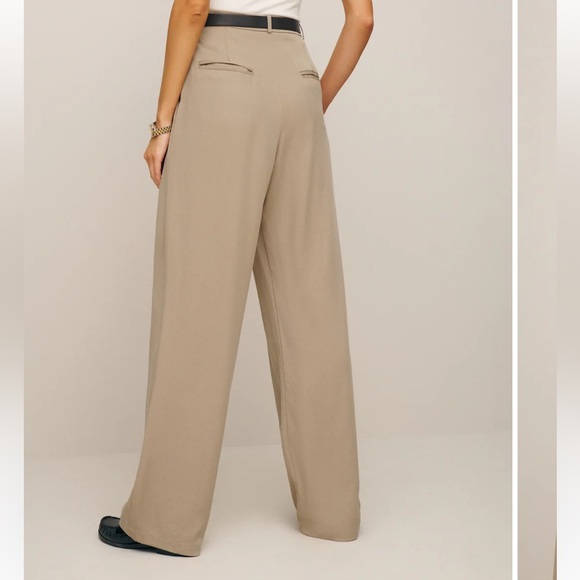 Reformation Tan High Rise Wide Leg Mason Pant - Picture 3 of 8